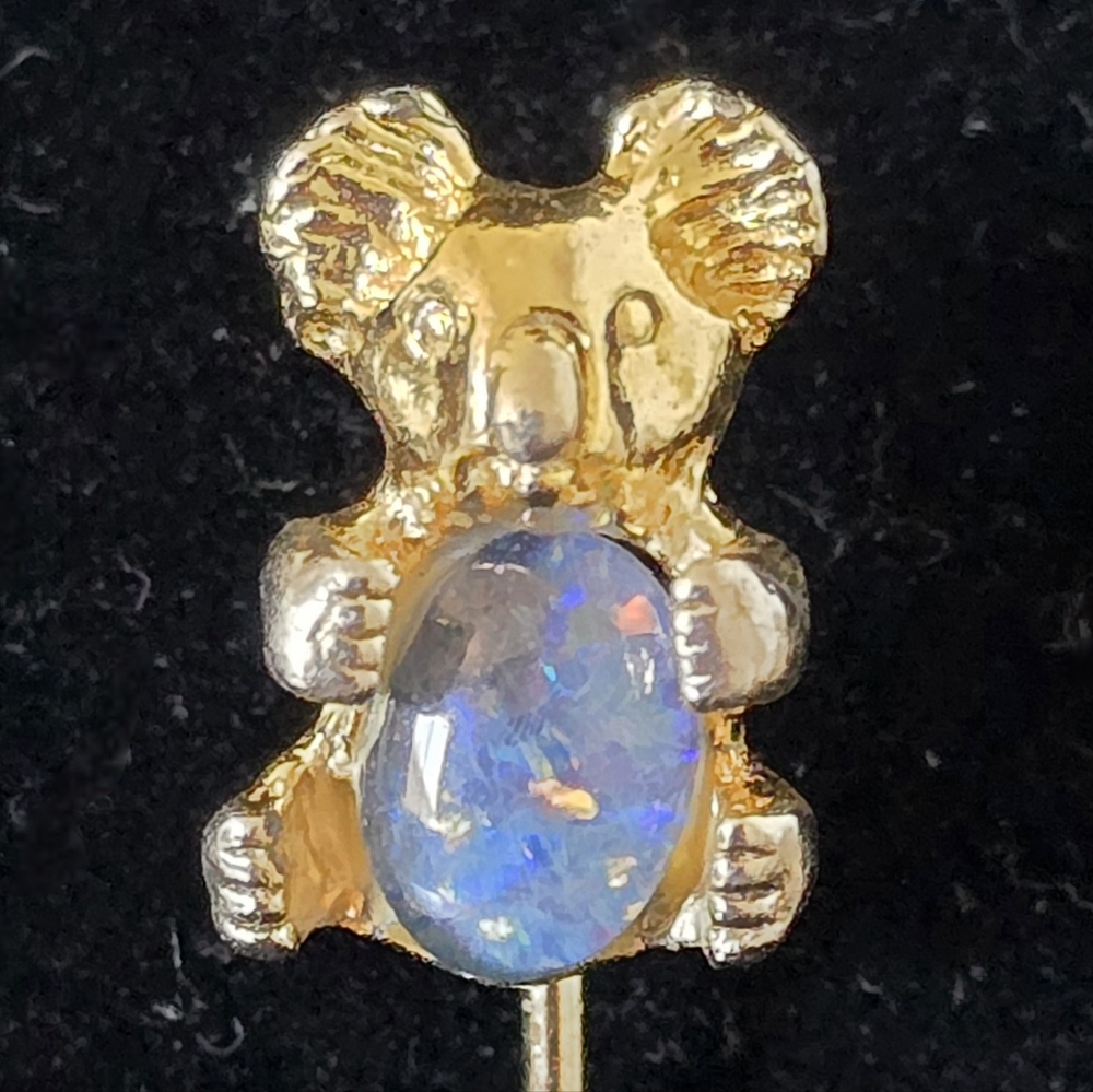 Vintage Goldtone Koala Opal Doublet Pin from Australia